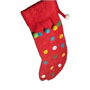 MIDWEST CBK Red Felted Wool Christmas Balls Stocking 22"